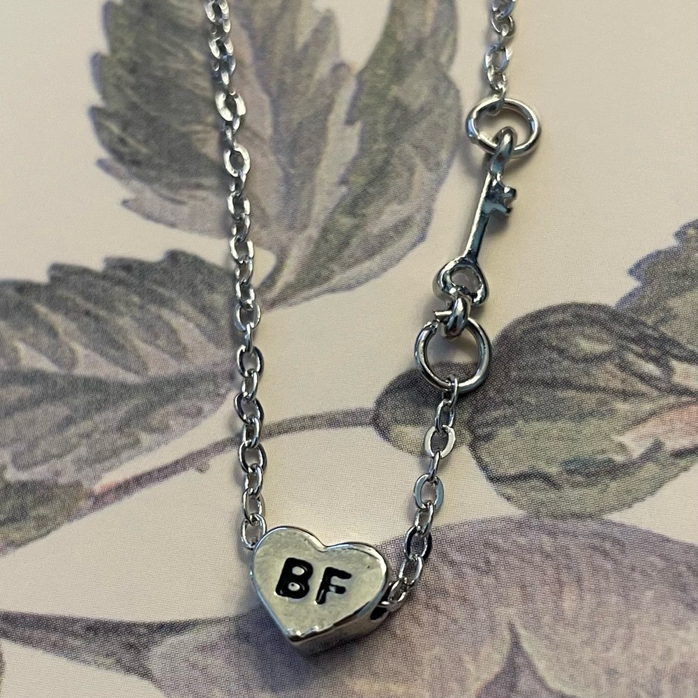 Best Friend “BF” Simple Friendship Necklace in Silver - Picture 2 of 4